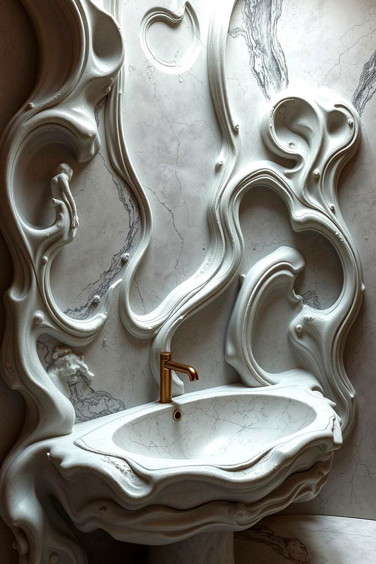 Custom Concrete Sculptural Elements - 24 Concrete Bathroom Ideas