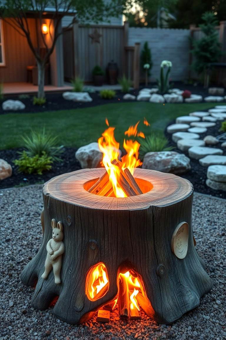 Custom Crafted Fire Pit - 24 Tree Stump Fire Pit Ideas