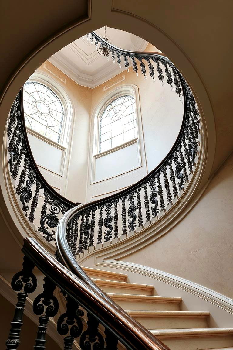 Custom Curved Staircase with Intricate Detailing - 24 Curved Staircase Ideas