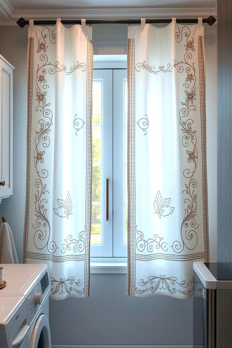 Custom Embroidered Designs - 24 Laundry Room Curtain Ideas
