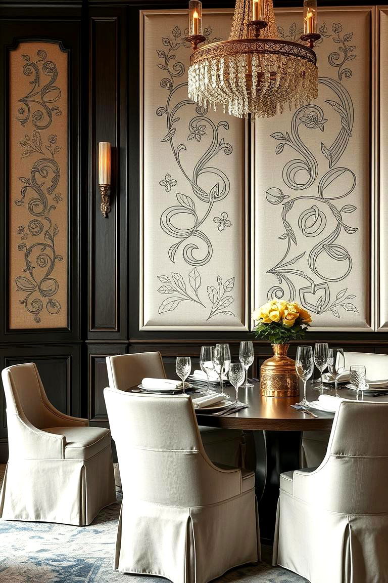 Custom Embroidered Panels - 24 Dining Room Curtain Ideas