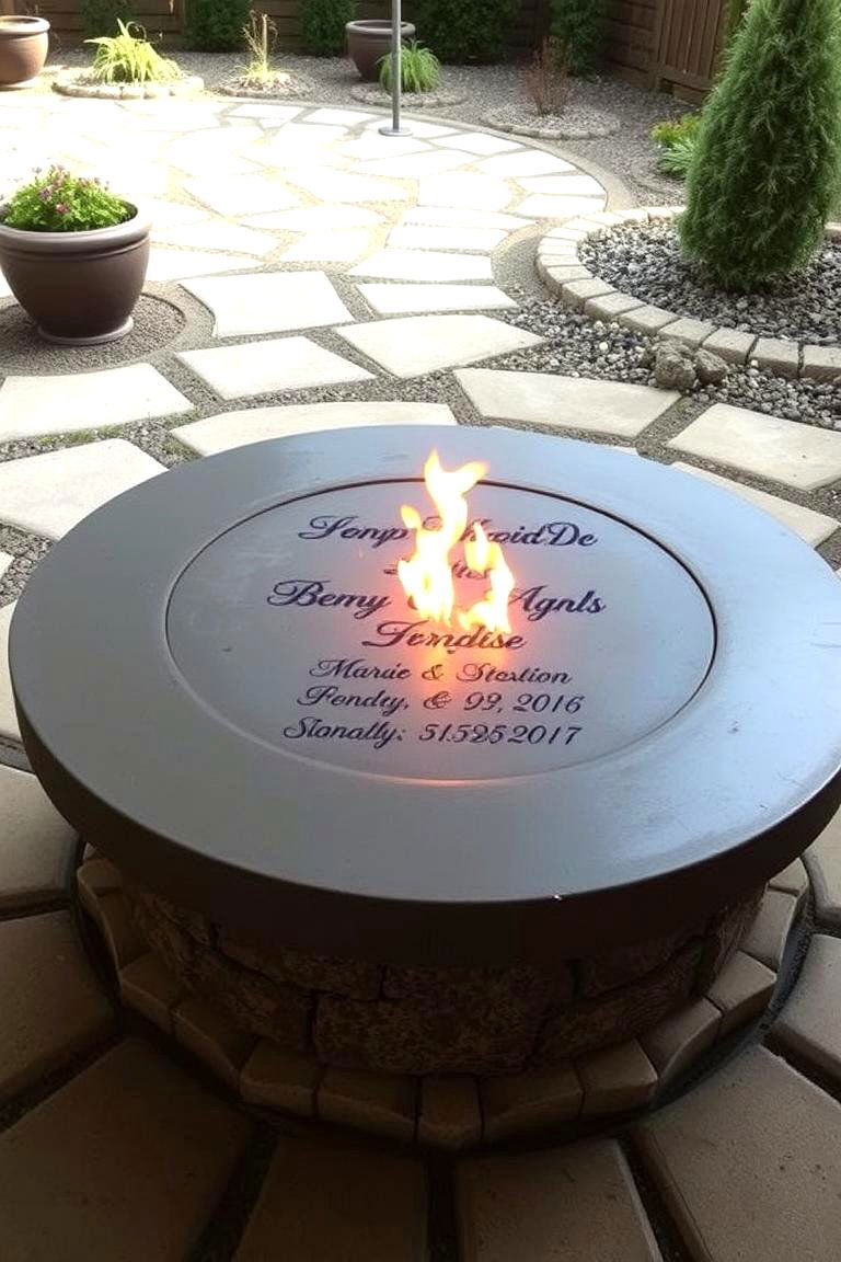 Custom Engraved Concrete Fire Pit for Personalized Spaces - 24 Concrete Paver Patio Fire Pit Ideas