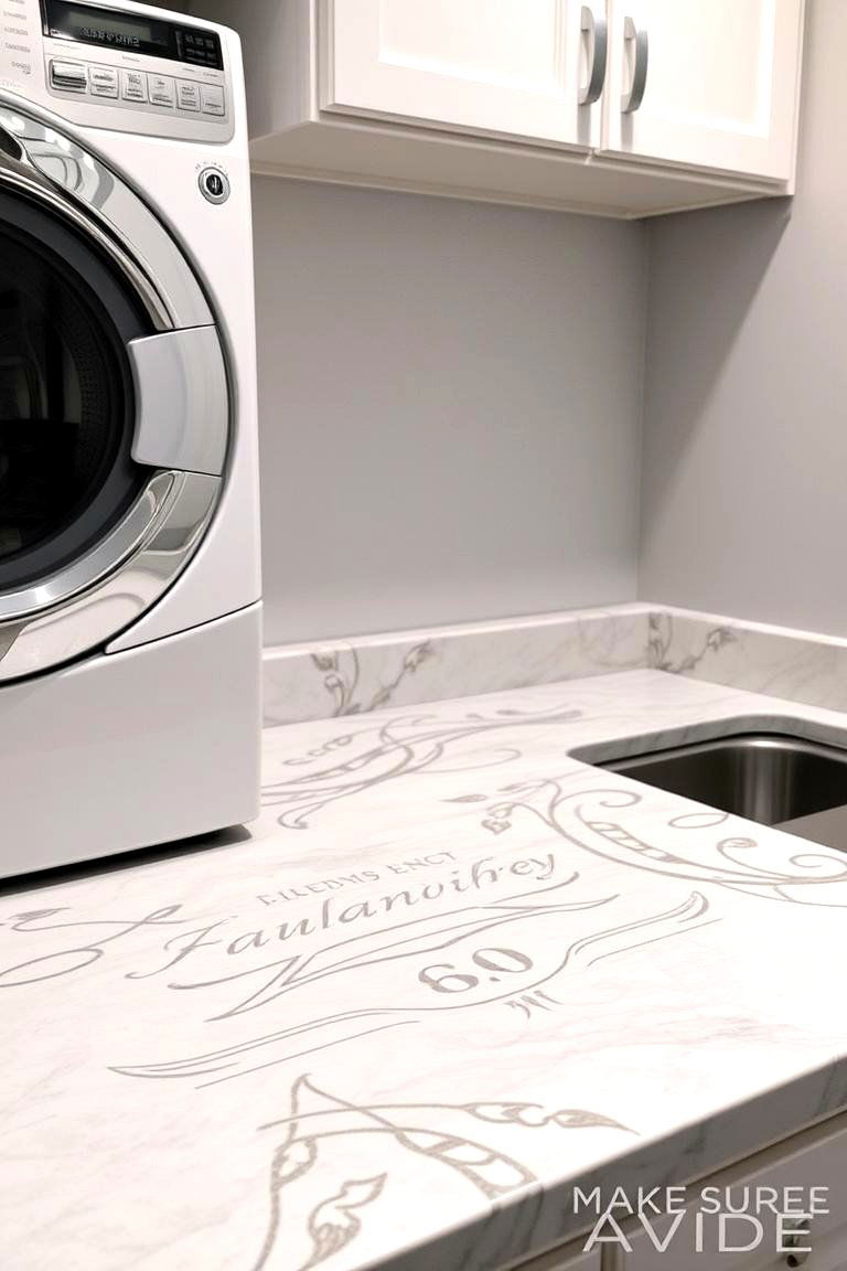 Custom Engraved Countertops for Personalized Style - 24 Laundry Room Countertop Ideas