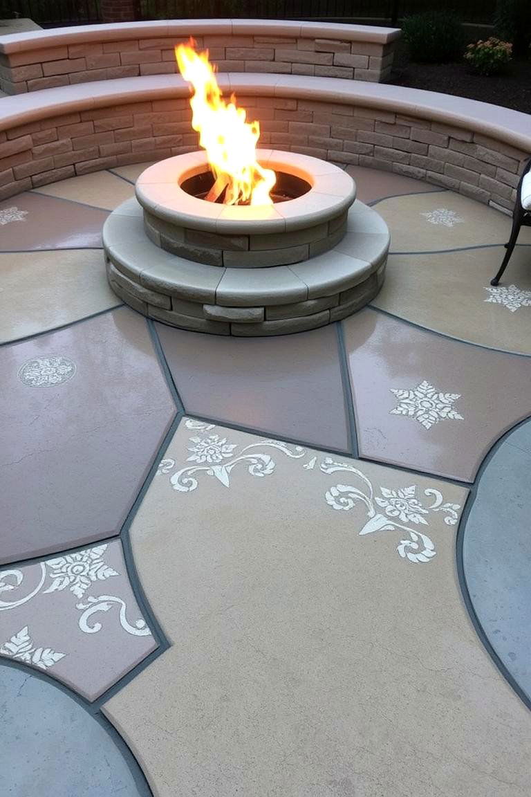 Custom Engraved Stone Patio - 24 Stone Patio With a Fire Pit Ideas