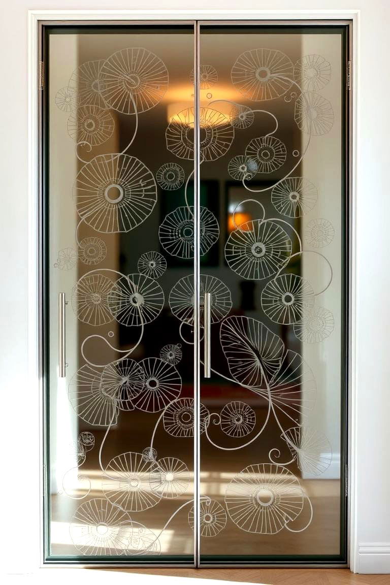 Custom Etched Artistic Glass Door - 24 Glass Front Doors Ideas