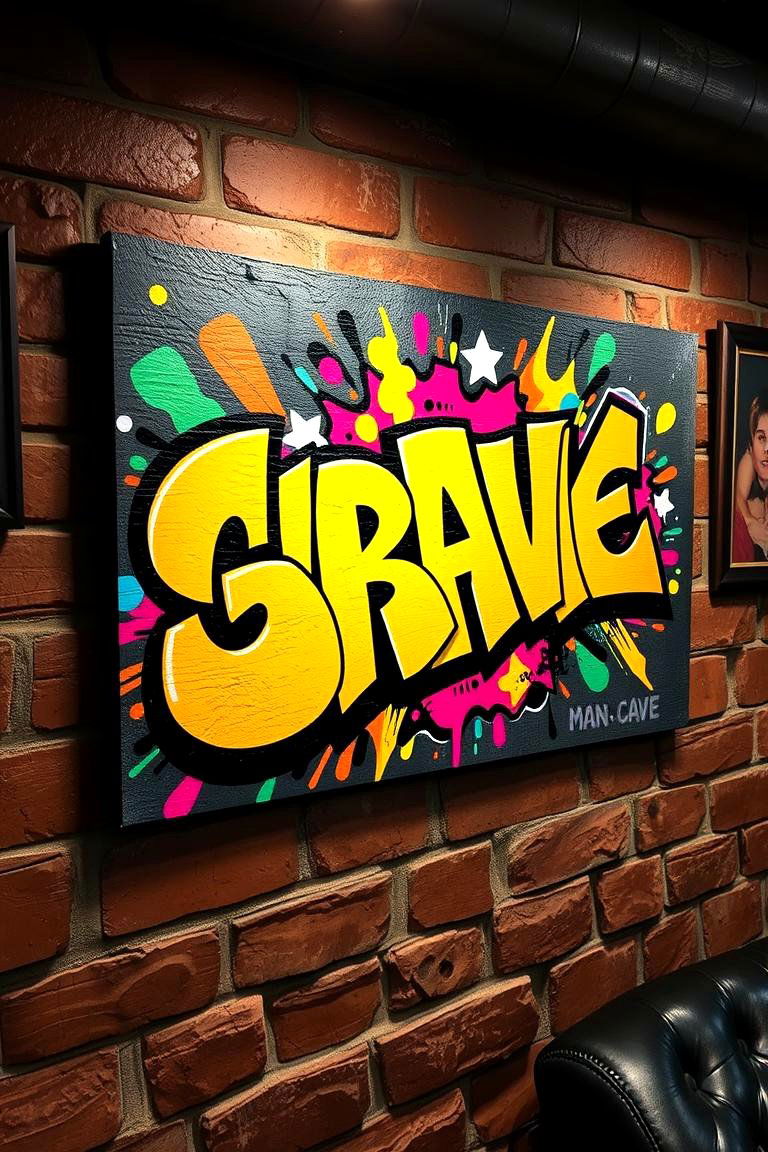 Custom Graffiti Art Sign - 24 Man Cave Sign Ideas