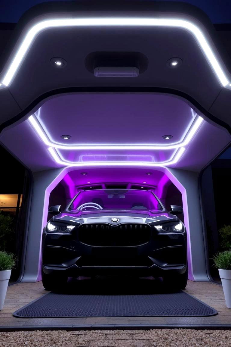 Custom LED Car Porch Lighting - 24 Car Porch Design Ideas