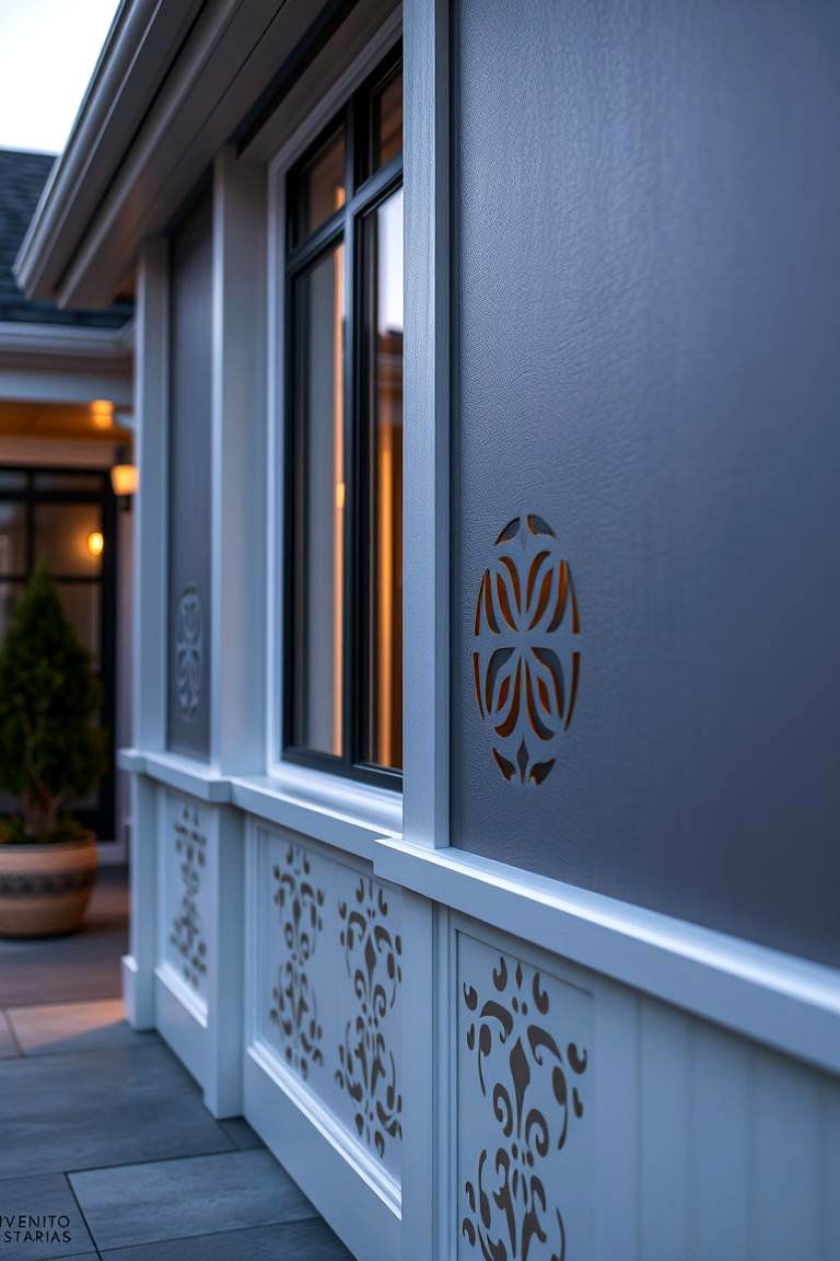 Custom Laser Cut Patterns - 24 Exterior Wainscoting Ideas