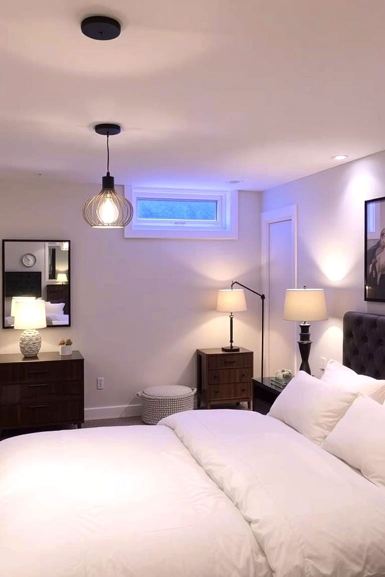 Custom Lighting Basement Bedroom - 24 Basement Bedroom Ideas