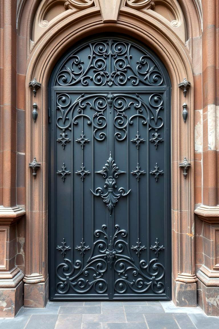 Custom Metalwork Door with Sharp Spikes - 24 Gothic Front Door Ideas