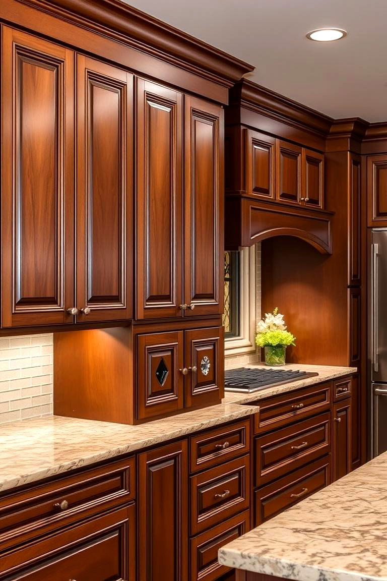 Custom Molding Brown Cabinets - 24 Brown Kitchen Cabinets Ideas
