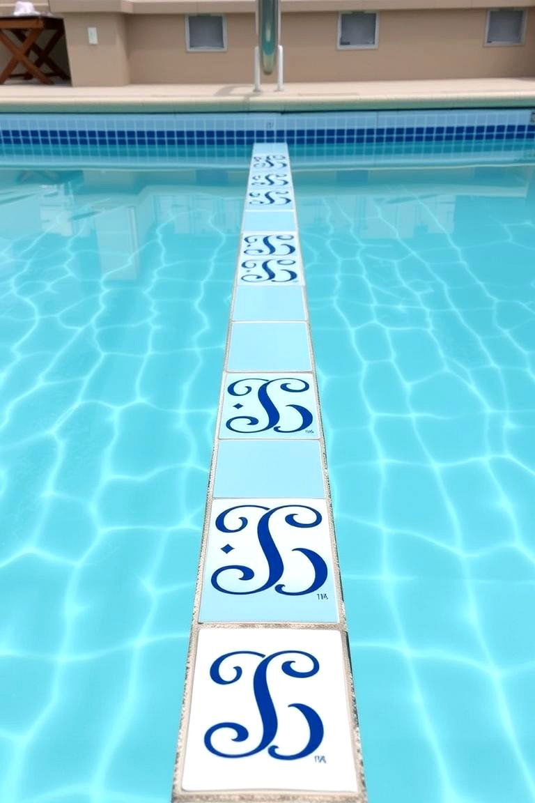 Custom Monogram Tiles - 24 Waterline Pool Tile Ideas
