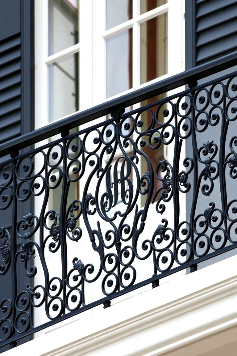 Custom Monogram or Initial Inlay - 24 Wrought Iron Balcony Railing Design Ideas