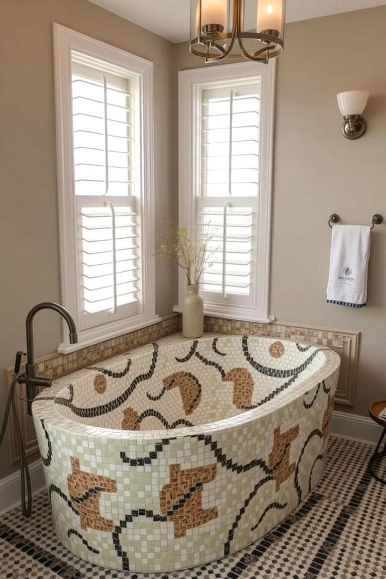 Custom Mosaic Art Tub - 24 Drop in Tub Ideas