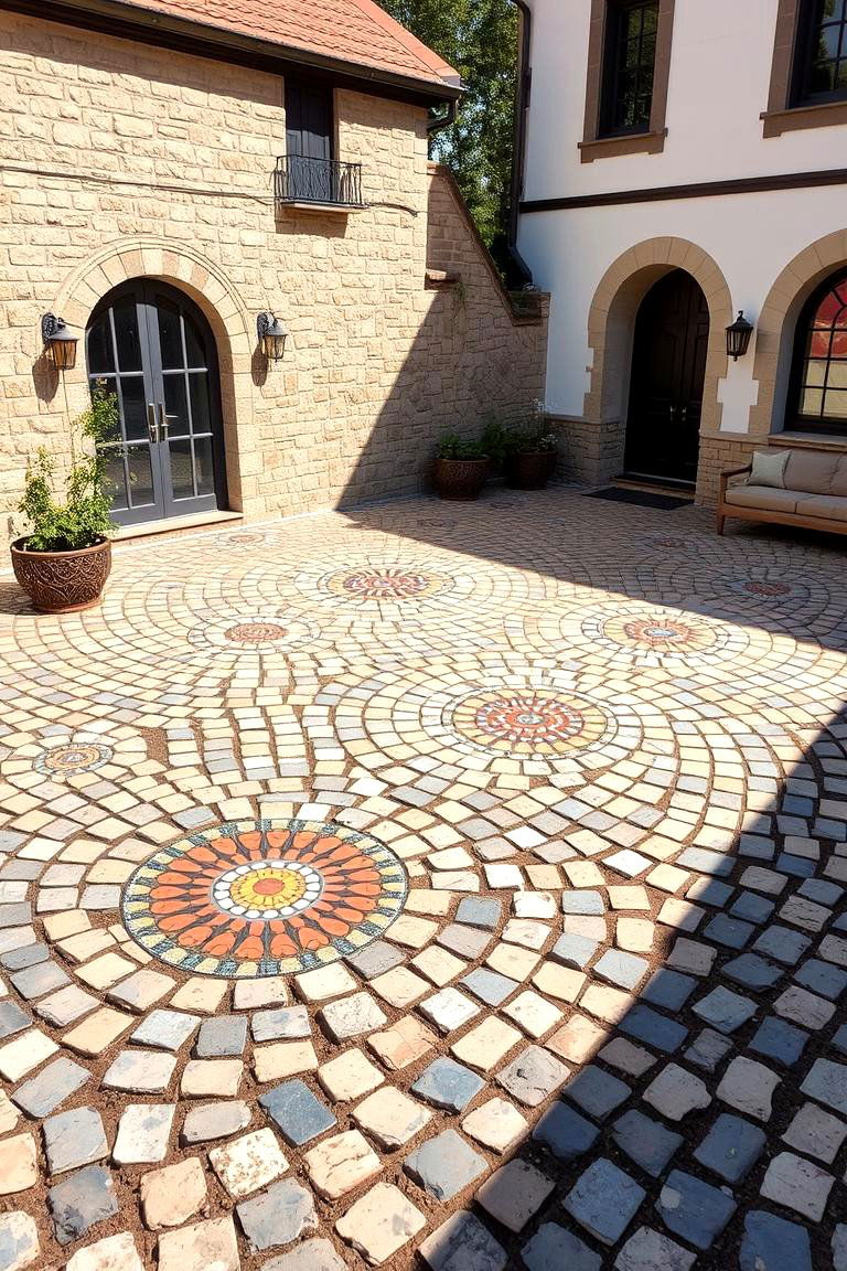 Custom Mosaic Artistry - 24 cobblestone patio ideas