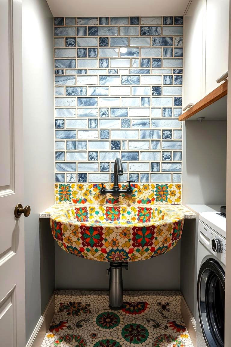 Custom Mosaic Detailing - 24 Laundry Room Sink Ideas