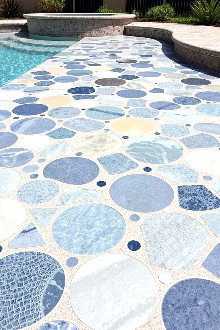 Custom Mosaic Mastery - 24 Stamped Concrete Pool Deck Ideas