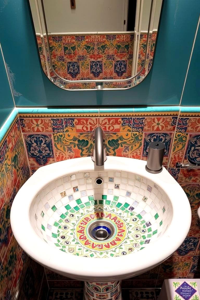 Custom Mosaic Sink - 24 Small Bathroom Sink Ideas