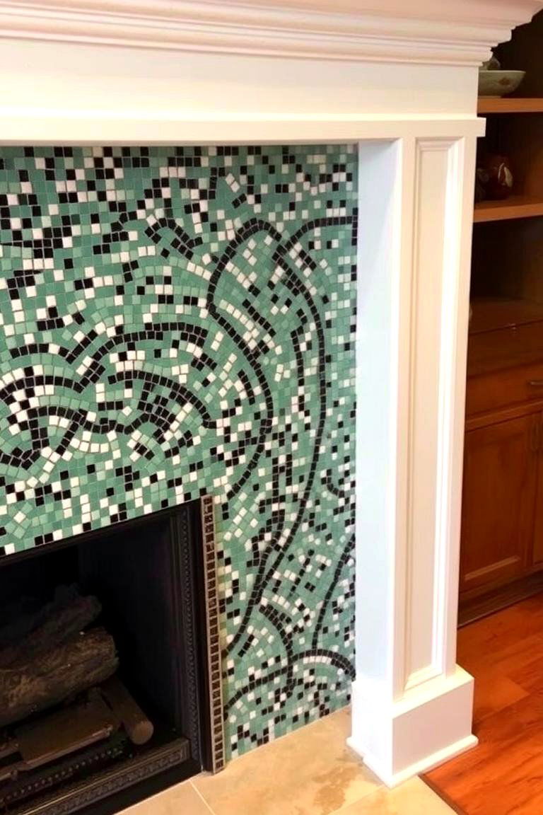 Custom Mosaic Tile Art - 24 Fireplace Tile Ideas