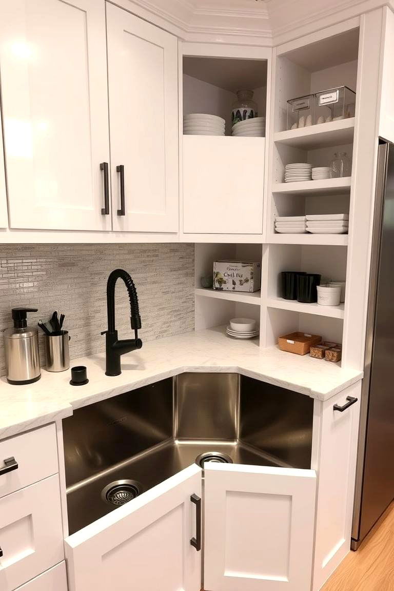 Custom Multi Level Functional Sink - 24 Corner Kitchen Sink Ideas