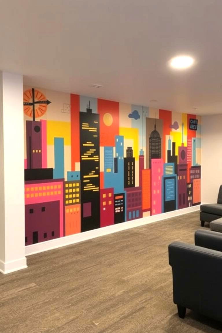Custom Mural Wall - 24 Basement Accent Wall Ideas