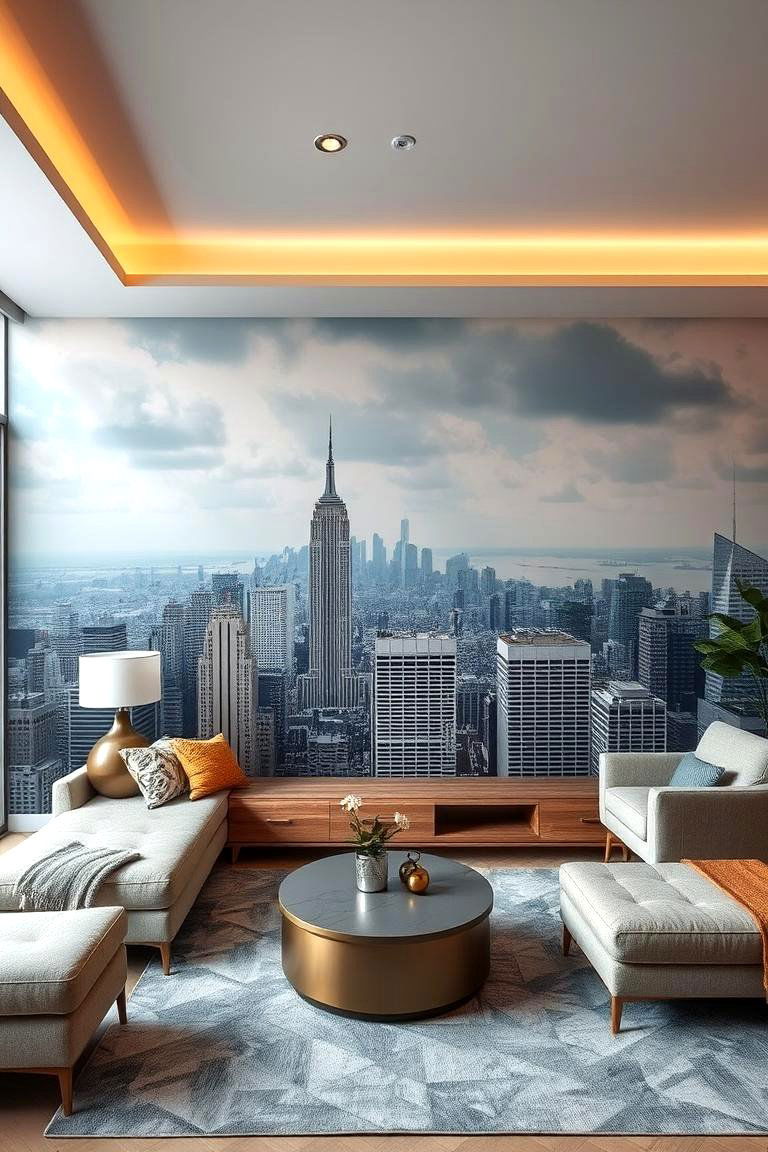 Custom Mural Wallpaper - 24 Living Room Wallpaper Ideas