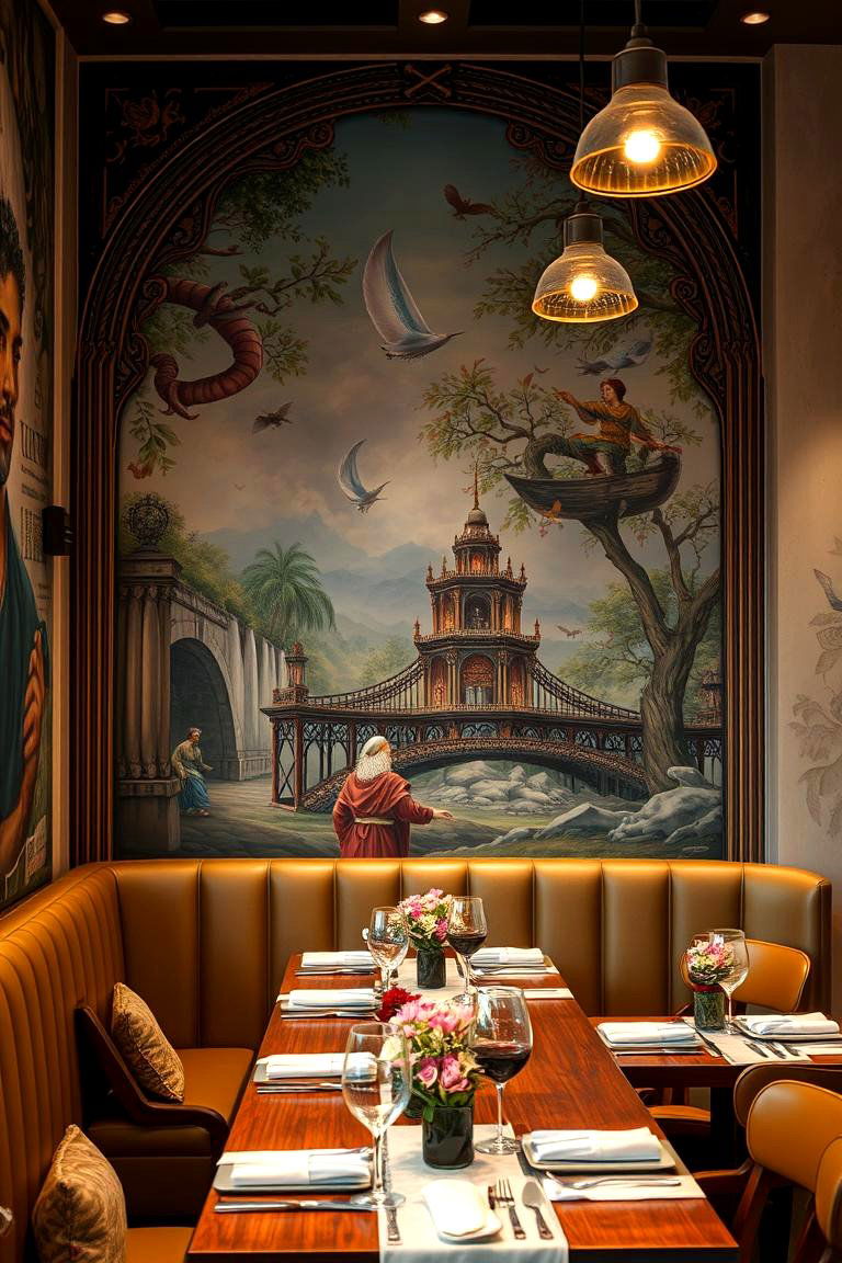 Custom Murals Accent Wall - 24 Dining Room Accent Wall Ideas