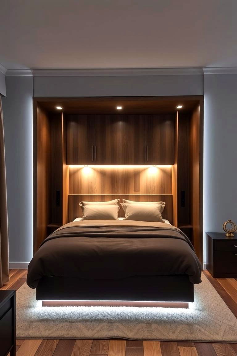 Custom Murphy Bed with Hidden Lighting - 24 Murphy Bed Ideas