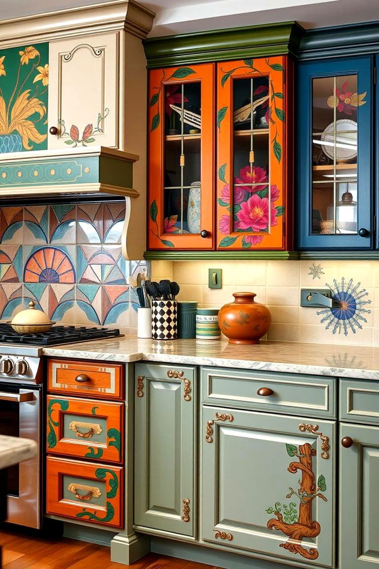 Custom Painted Cabinets - 24 Boho Kitchen Ideas