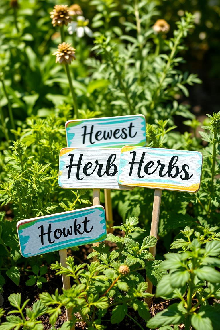 Custom Painted Herb Markers - 24 Garden Sign Ideas