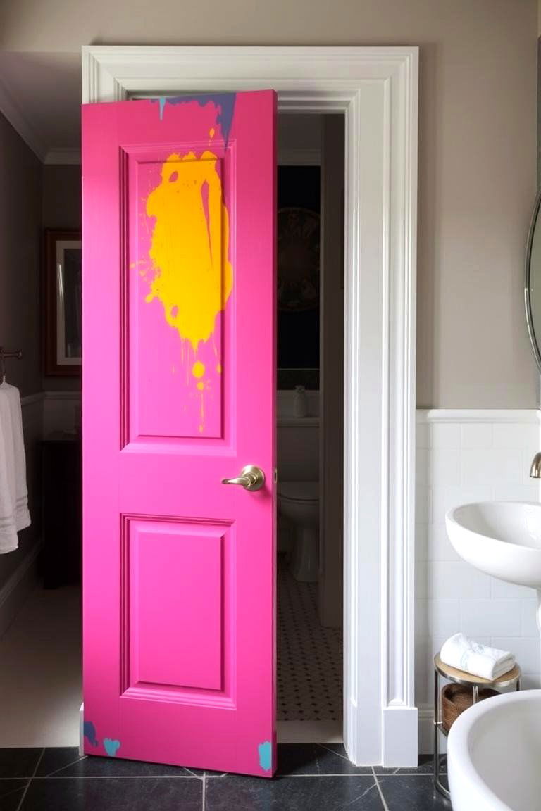 Custom Painted Pocket Door - 24 Bathroom Pocket Door Ideas
