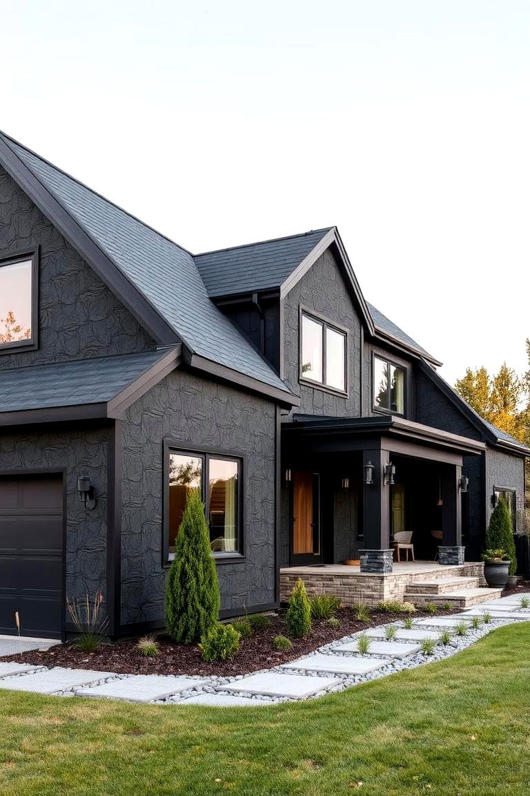 Custom Patterned Siding - 24 black siding house ideas