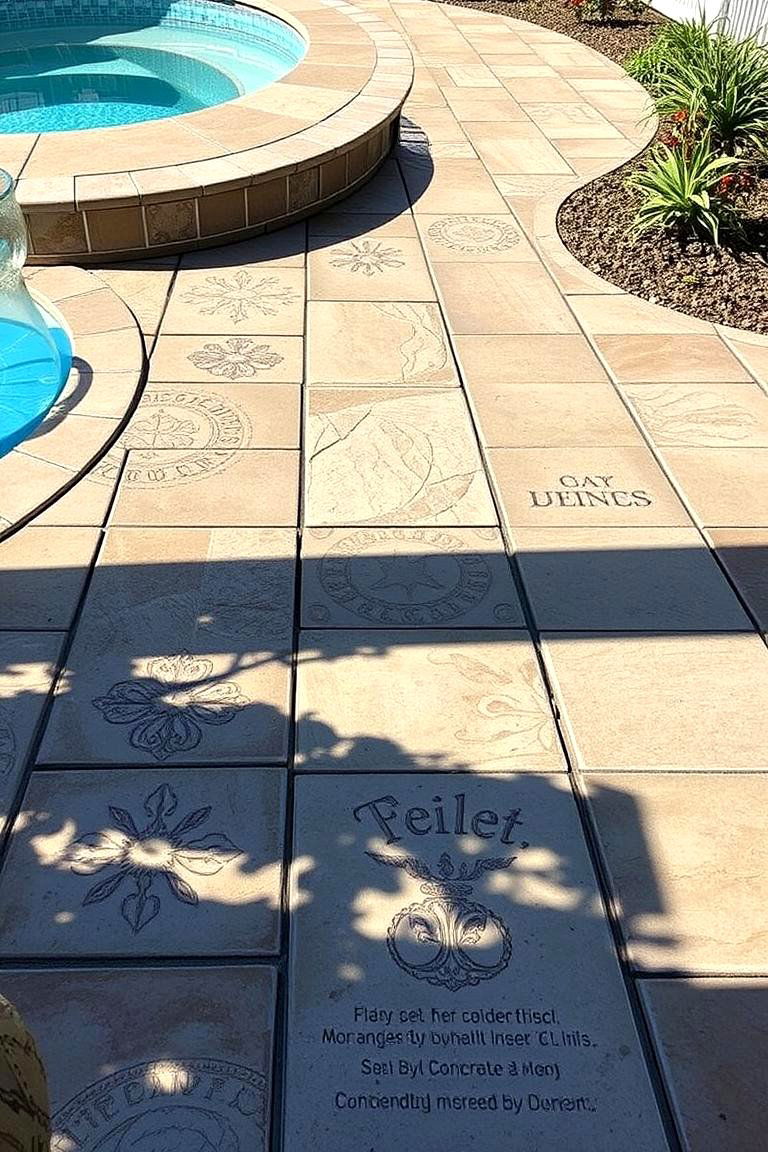 Custom Paver Designs with Personal Touches - 24 Concrete Pavers Around Pool Ideas