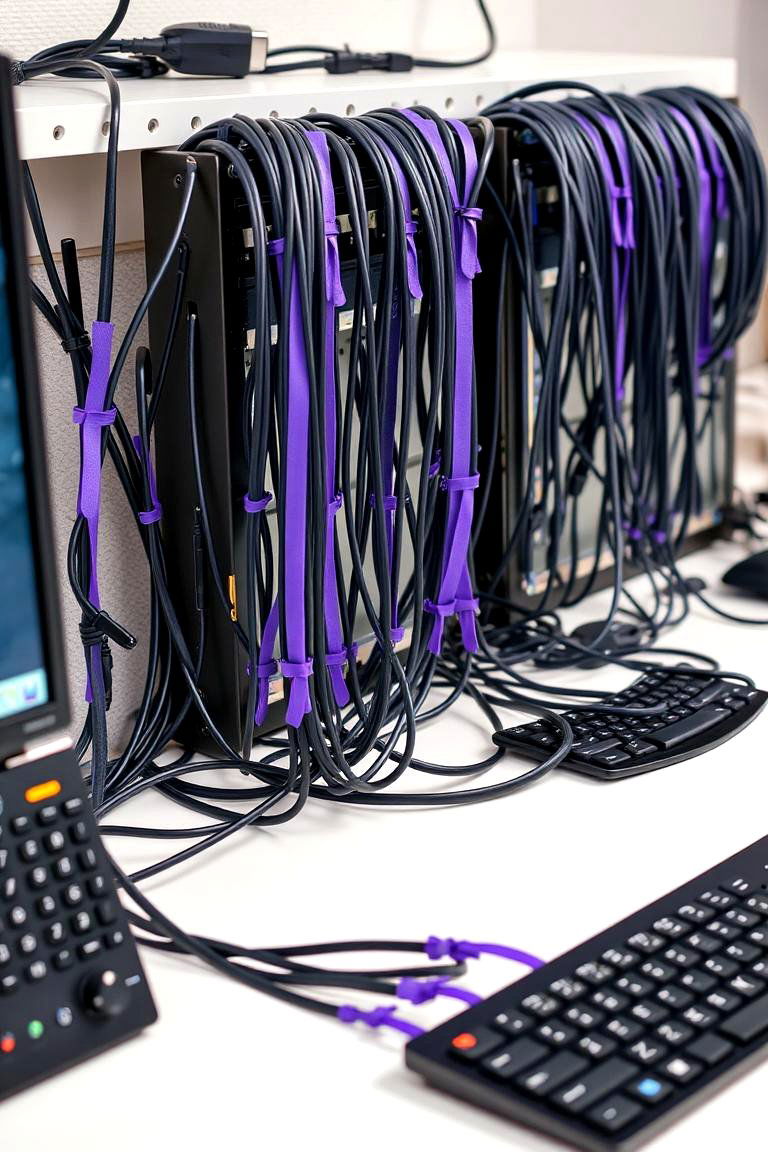 Custom Purple Cable Management - 24 Purple Gaming Setup Ideas