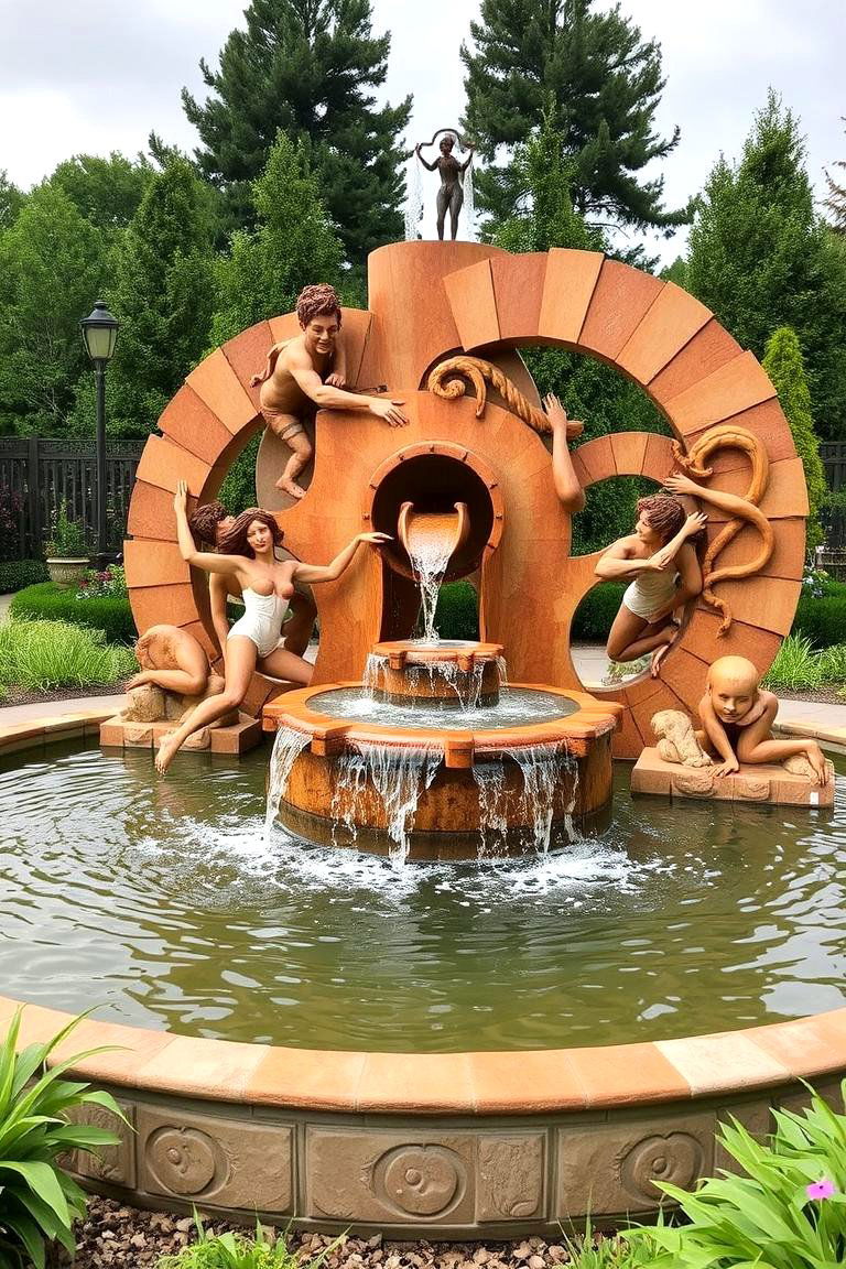 Custom Sculptural Fountain - 24 Backyard Fountain Ideas