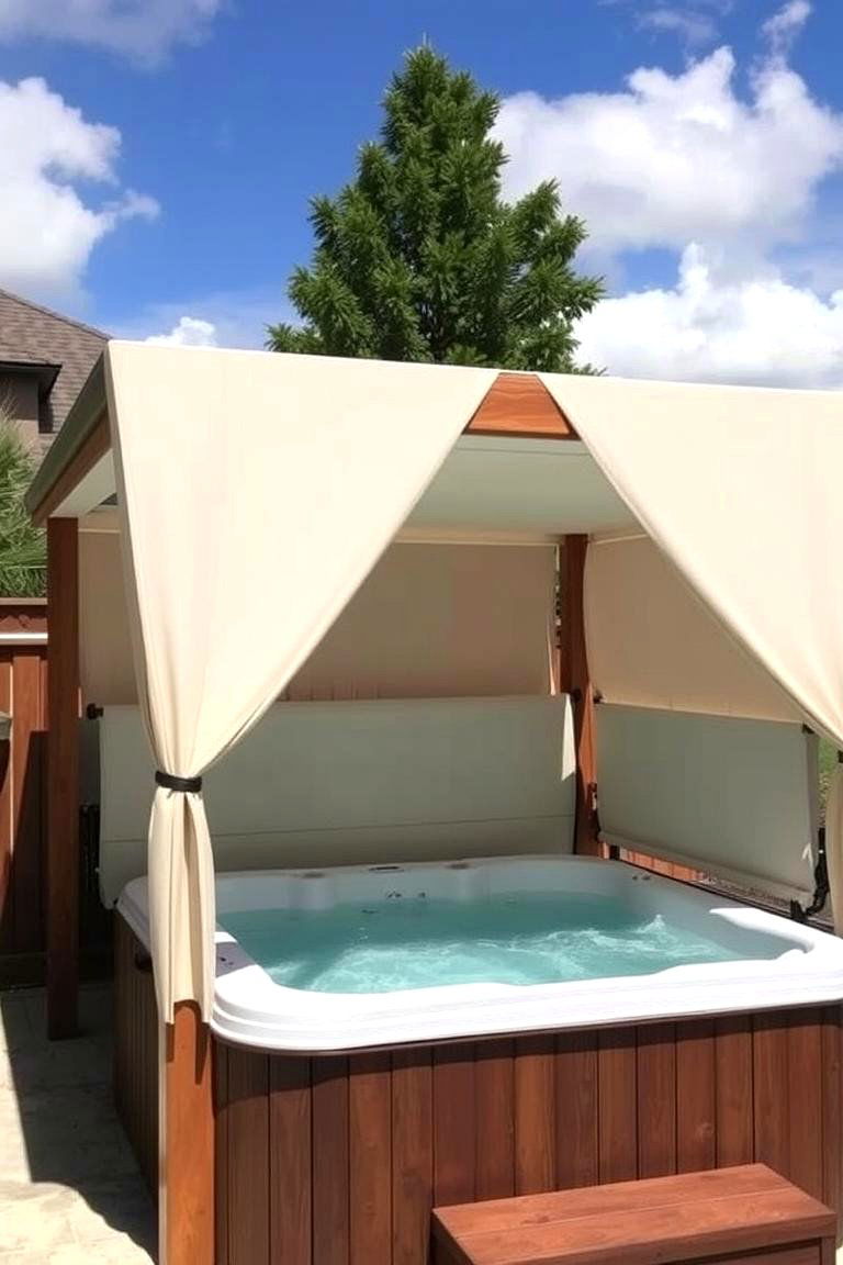 Custom Shade Structure for Privacy and Comfort - 24 Backyard Hot Tub Privacy Ideas