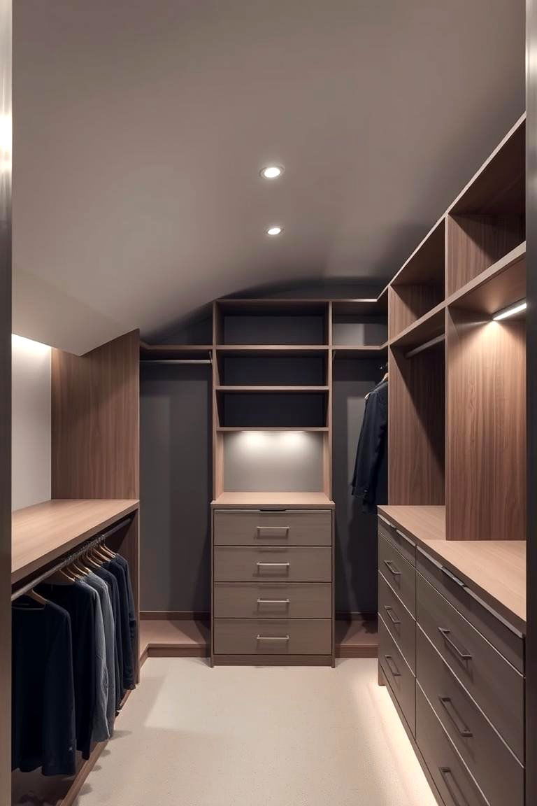 Custom Shelving and Drawers Integration - 24 Sloped Ceiling Closet Ideas