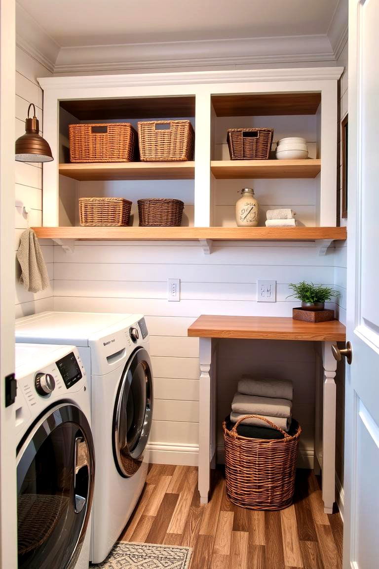 Custom Shiplap Shelving Units - 24 Shiplap Laundry Room Ideas