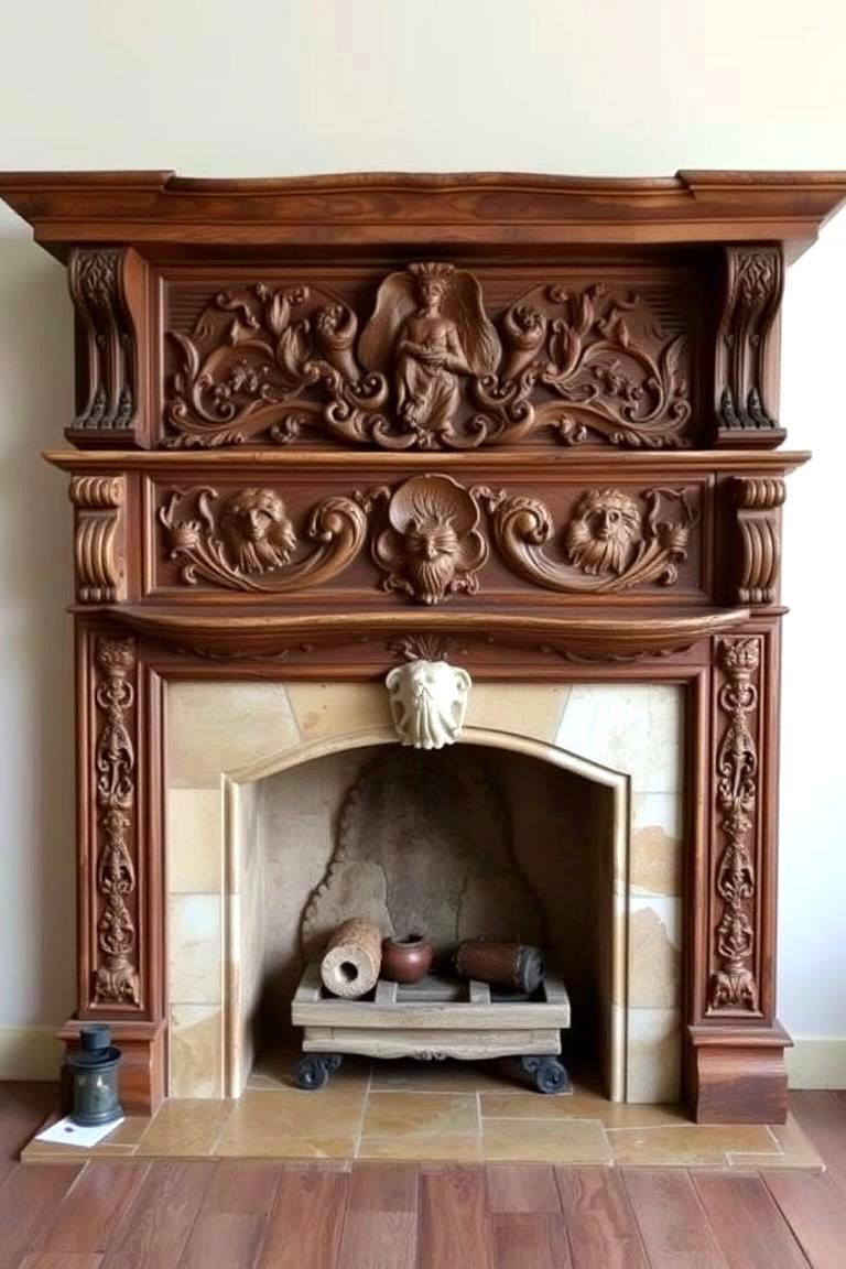 Custom Spanish Carved Fireplace - 24 Spanish Style Fireplace Ideas