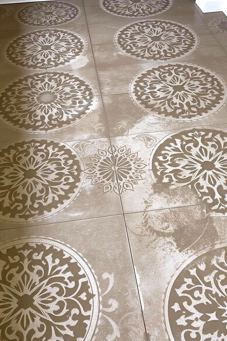 Custom Stencil Concrete Art - 24 Concrete Floor Ideas