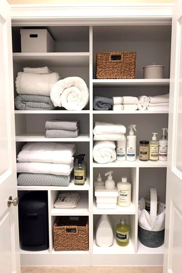 Custom Storage Cubbies - 24 Bathroom Closet Ideas