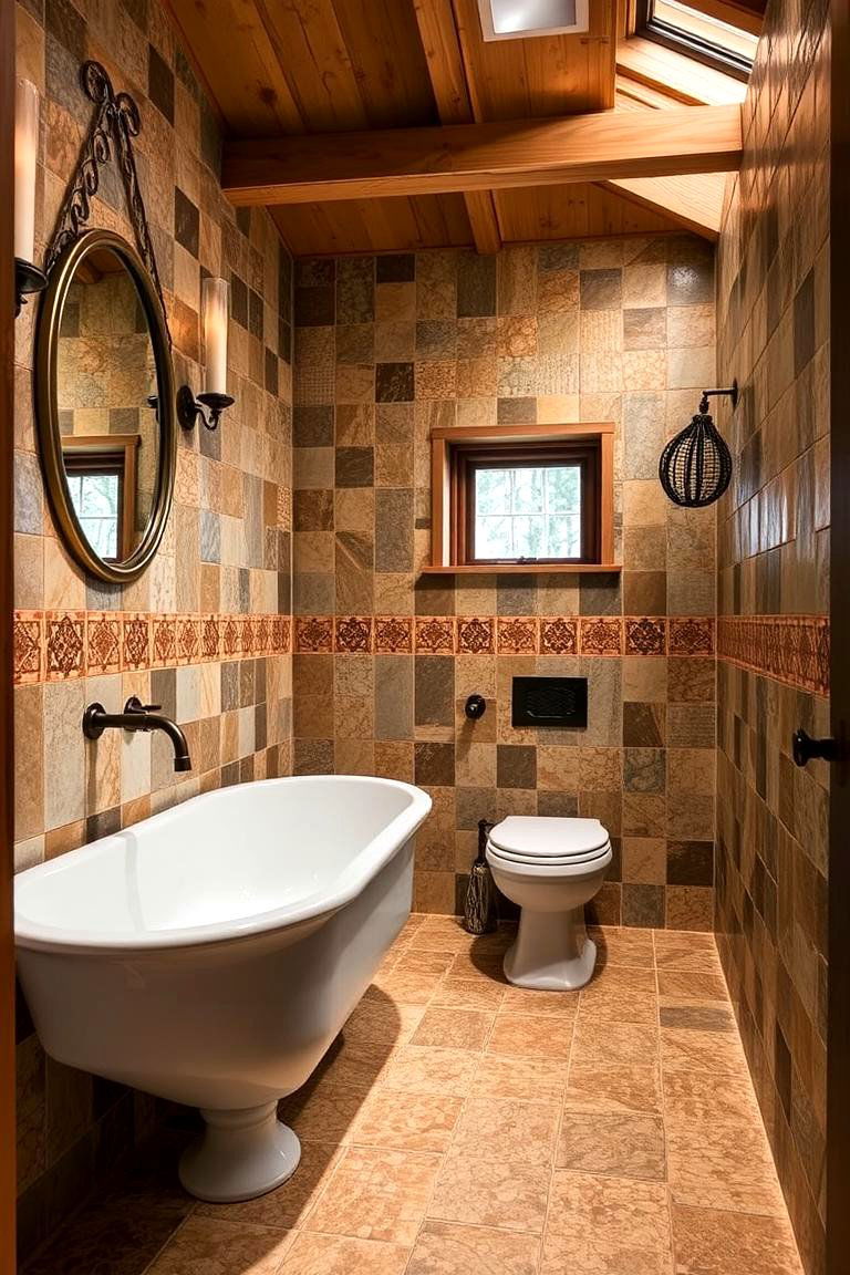 Custom Tile Patterns for Rustic Charm - 24 Barndominium Bathroom Ideas