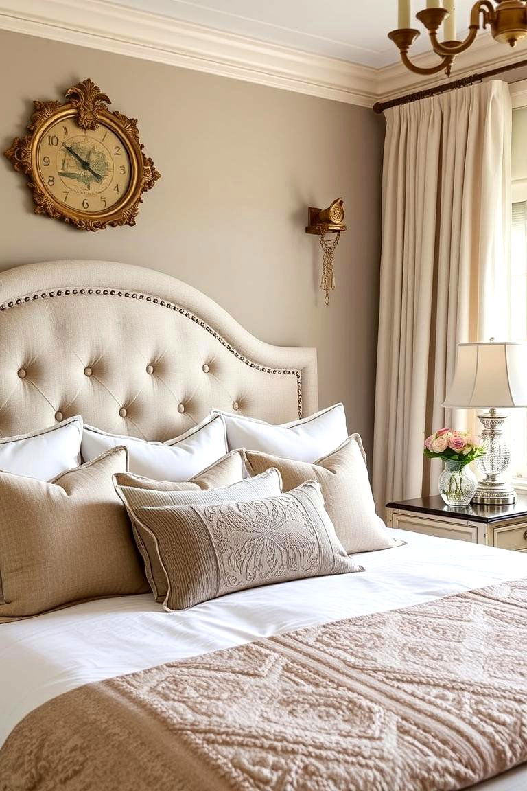 Custom Upholstered Headboard - 24 Grandmillennial Style Bedroom Ideas