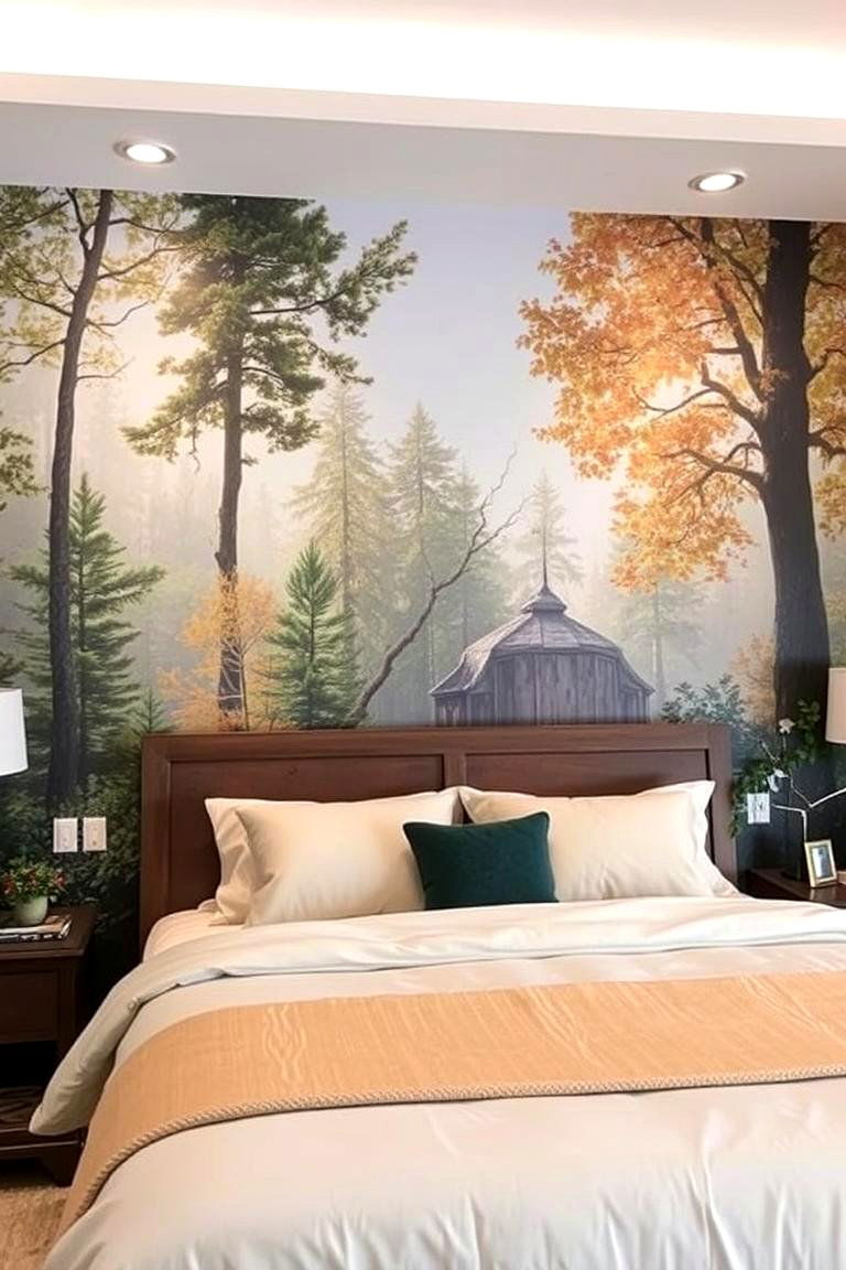 Custom Wall Mural - 24 No Headboard Ideas