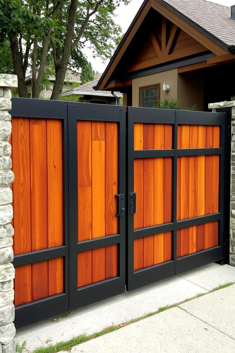 Custom Wood and Metal Combination - 24 Front Door Gate Ideas