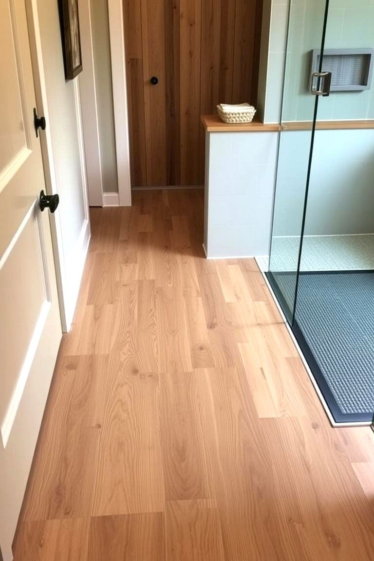 Custom Wooden Flooring - 24 Modern Farmhouse Bathroom Ideas