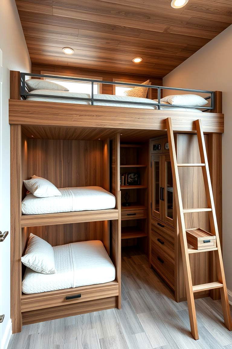 Custom built Loft with Dual Beds - 24 2 Beds in One Small Room Ideas