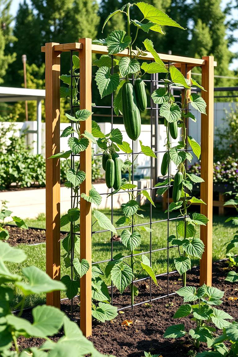 Customizable Adjustable Trellis for Cucumbers - 24 Cucumber Trellis Ideas