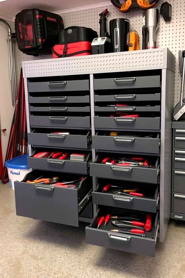 Customizable Drawer Units for Tools - 24 Garage Shelving Ideas