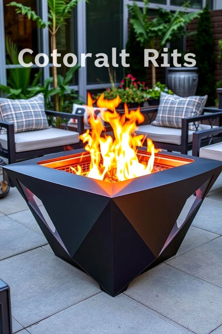 Customizable Geometric Metal Fire Pit - 24 Metal Fire Pit Ideas